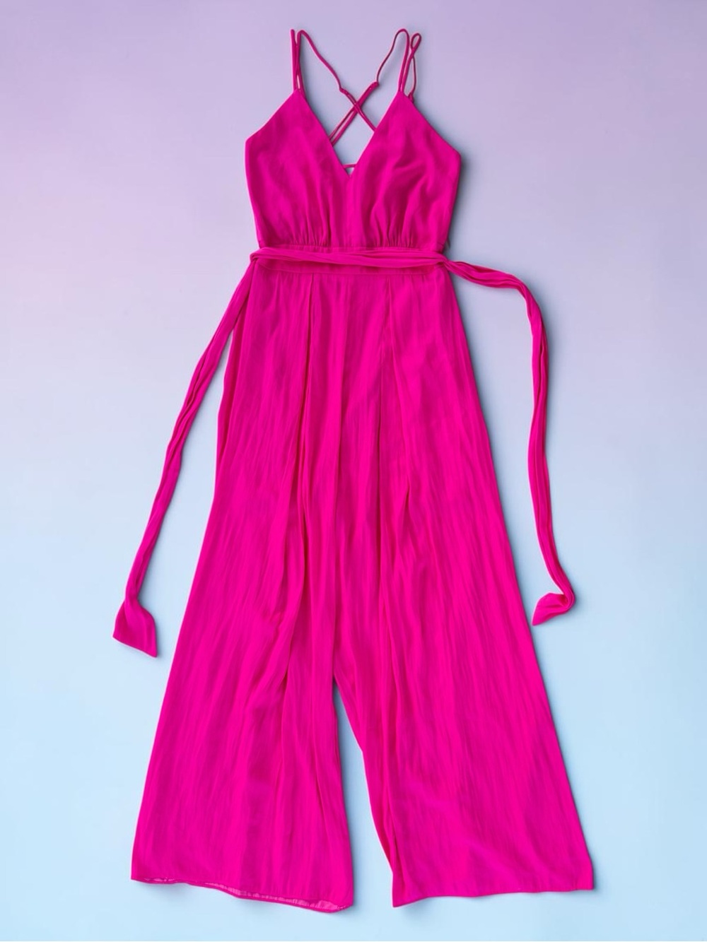 ✨Skies Are Blue✨Vibrant Hot Pink Wide-Leg Jumpsuit